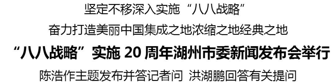 湖州：坚定不移深入实施“八八战略”，奋力打造美丽中国集成之地浓缩之地经典之地 新华网